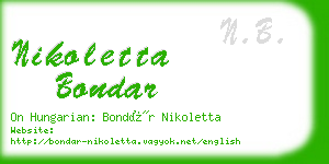 nikoletta bondar business card